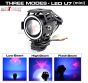 AllExtreme EXU7MB2 U7 Mini CREE LED Fog Light Work Lamp with Hi/Low, Flashing Beam and Blue Angel Eye Ring for Cars and Motorcycles (12W, Blue & White Light, 2 PCS)