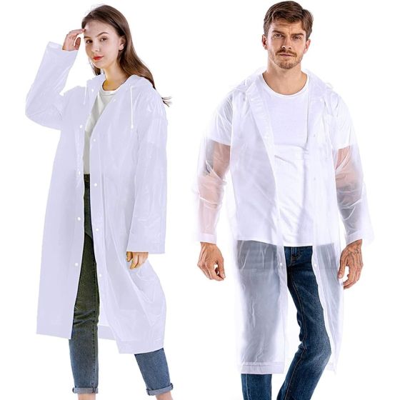 Allextreme EVA Waterproof Unisex Rain Coat Hooded Full Sleeves Outdoor Men, Women, Boys & Girls Rainwear Poncho Raincoat for Camping, Hiking & Travelling (1 Pc, White)