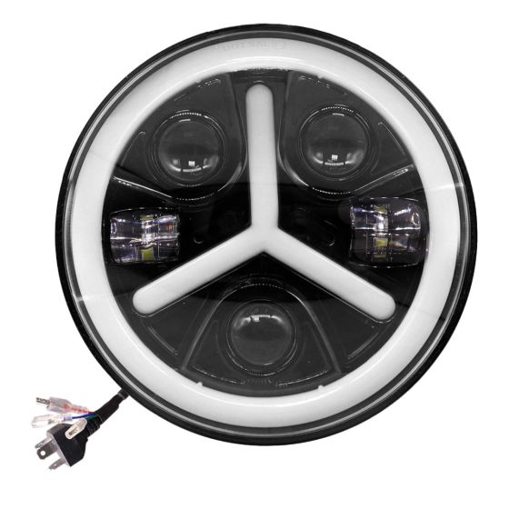 Allextreme EX7WYP1 7 Inch Full Ring Round LED Headlight with Hi/Low Beam White & Yellow Angel Eye Lamp Compatible with Bullet, Harley Davidson Jeep Wrangler (75W, Pack of 1)