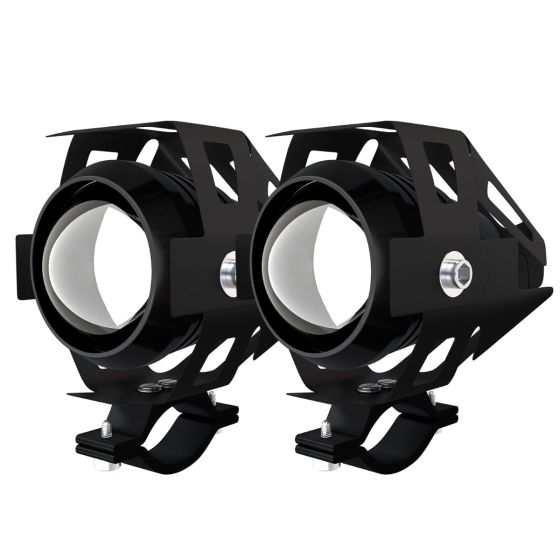 Allextreme EXU5WL2 U5 CREE LED Driving Full Black Fog Light Aluminium Body with Mounting Brackets for All Motorcycles and Cars (20W, White, 2 Pcs)