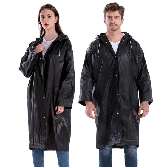 Allextreme EVA Waterproof Unisex Rain Coat Hooded Full Sleeves Outdoor Men, Women, Boys & Girls Rainwear Poncho Raincoat for Camping, Hiking & Travelling (1 Pc, Black)
