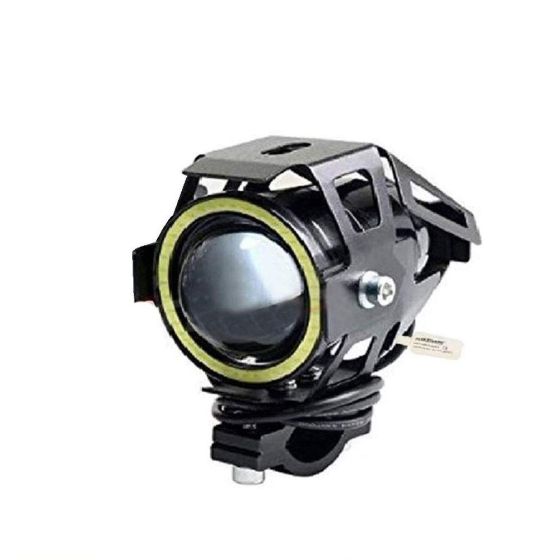 AllExtreme EXU7MW1 U7 Mini CREE LED Fog Light Work Lamp with Hi/Low, Flashing Beam and White Light Angel Eye Ring for Cars and Motorcycles (12W, White Light, 1 PC)