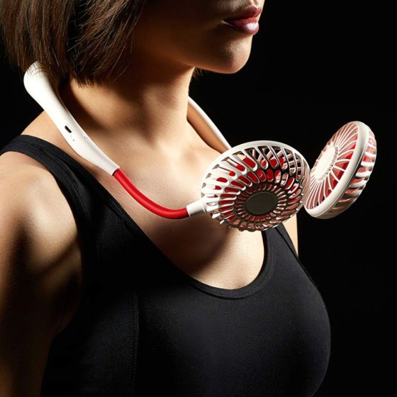 AllExtreme Mini Neck Fan Neckband Sports Fan USB Rechargeable Foldable Cooler for Office Gym Home