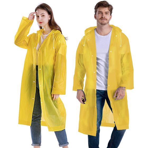 Allextreme EVA Waterproof Unisex Rain Coat Hooded Full Sleeves Outdoor Men, Women, Boys & Girls Rainwear Poncho Raincoat for Camping, Hiking & Travelling (1Pc, Yellow)