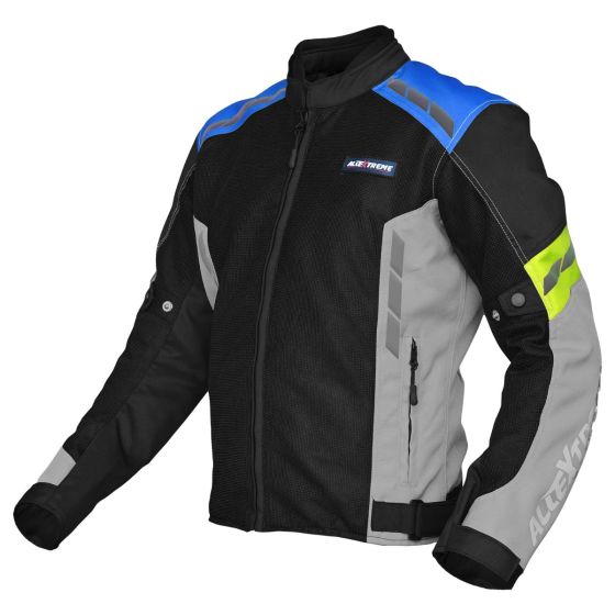 Allextreme TURBO Unisex All weather Adult Motorcycle Riding Jacket with Impact Protection Back & Elbow Guard Reflective Stickers and Abrasion Resistance (3XL, Neon Green Blue)