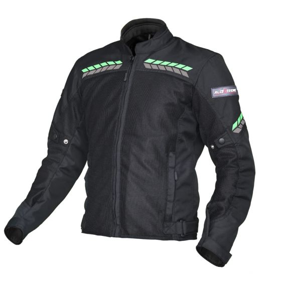 Allextreme SPEEDO Bike Riding Jacket Mesh Fabric Racer Motorcycle Armour Back Elbows Shoulders Protection with All Season Night Visibility Sticker for Men (3XL, Neon Green)