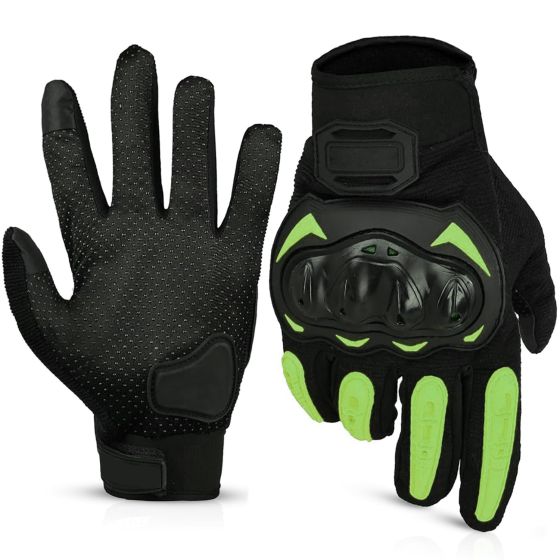 Allextreme Probiker Full Finger Motorcycle Riding Gloves with Hard Knuckle Protective Shells for Motorbike Racing Biking Climbing (XXL, Green)
