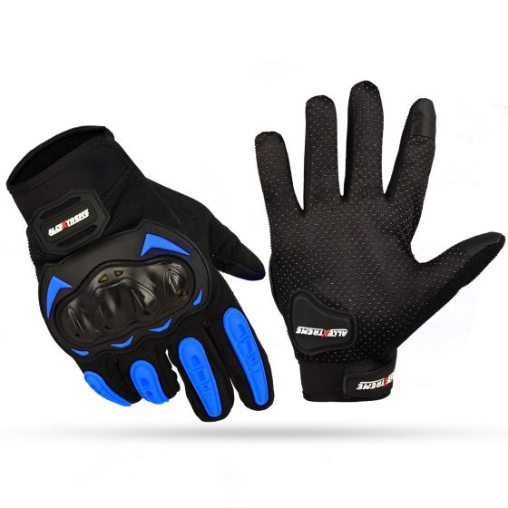 Allextreme Probiker Full Finger Motorcycle Riding Gloves with Hard Knuckle Protective Shells for Motorbike Racing Biking Climbing (L, Blue)
