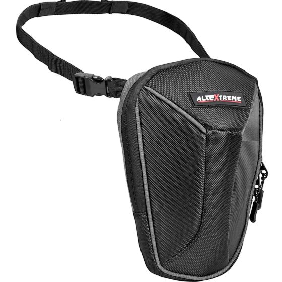 Allextreme Thigh Waist & Sling Bag Water-Resistant Drop Leg Tactical Fanny Pack for Men & Women Adjustable Hard Shell Thigh Bag for Bikers for Riding, Camping & Outdoor Sports (Black & Grey)