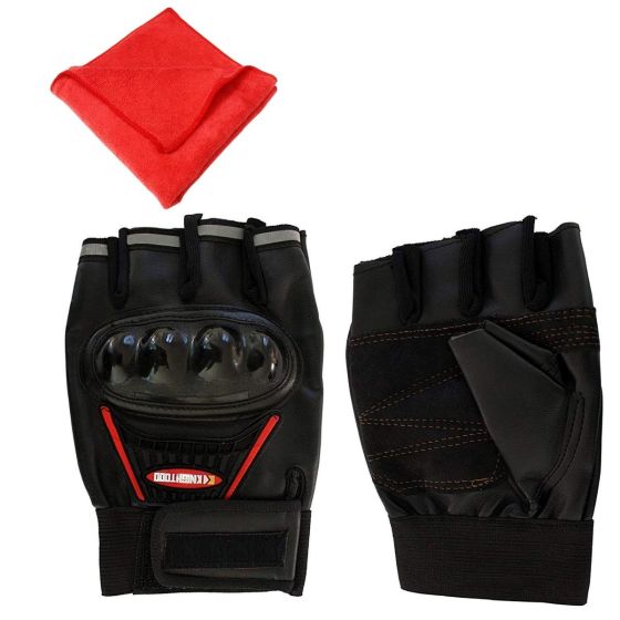 Allextreme Bike Racing Half Finger Gloves Soft, Large & Breathable Design Ideal for Biking & Gyming (Black)