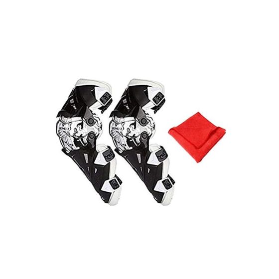 Allextreme EXK12W2 Breathable Adjustable Knee Pads Motorcycle Racing Riding Knee Guard Unisex Shin Armor Protector with Microfiber Towel