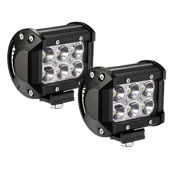 Allextreme EX6FW2P 6 Led Fog Light For Cars,Off Road Vehicle, Truck, 4Wd, Suv, Atv - Smd Cree Headlight 10-30V, 18W, Pack Of 2 (White)