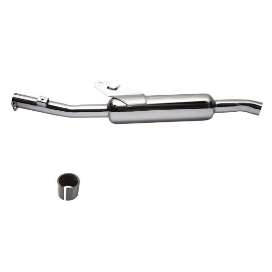 AllExtreme EX043B Angular Model Empty Free Flow Stylish Exhaust Silencer with Bush Compatible for Motorcycles (Chrome)