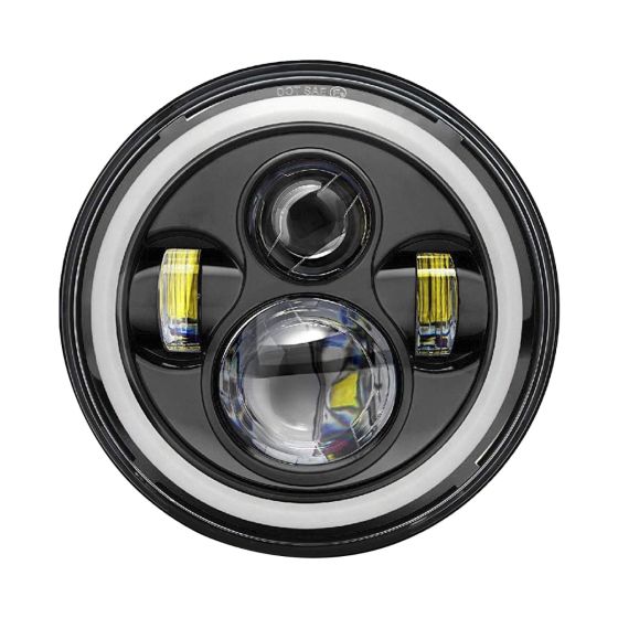 Allextreme 7 Inch Full Ring Round LED Headlight with Hi/Low Beam and Angel Eye Lamp for Harley Davidson Jeep Wrangler (Pack of 1)