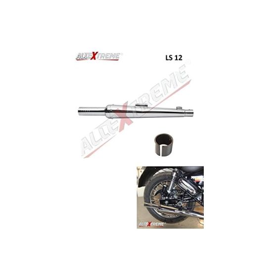 AllExtreme ESA12 Goldstar Exhaust Jaali Silencer with Glasswool Compatible for Royal Enfield BS3 and BS4 Model Royal Enfield Bullet 350cc and 500cc (Chrome)