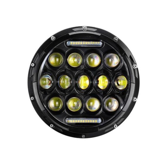 Allextreme EX13H1P 7inch Round Ring 13 LED Headlight with Turn Signal Lights for Jeep Wrangler (12-30V, 75W, Pack of 1)
