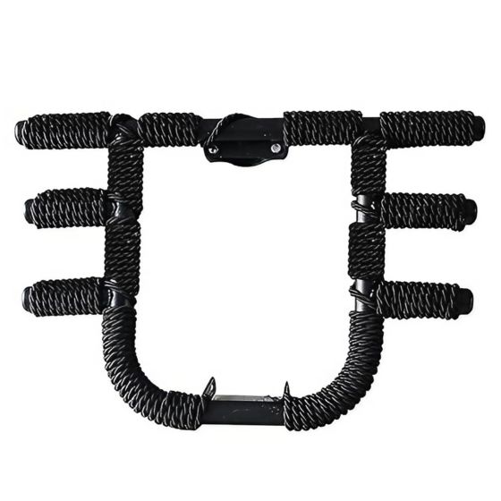 AllExtreme EX3RLGR Heavy Duty Metal Stainless Steel 3 Rod Leg Guard Front Bike Safety Crash Bar with Black Rope Compatible for BS3 and BS4 Model Royal Enfield Bullet 350cc and 500cc (Black)