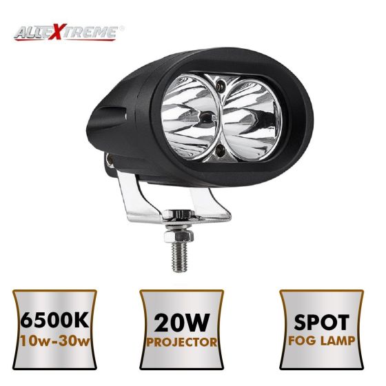 Allextreme EX2OF1P 2 LED Oval CREE Fog Light Off Road Driving Projector Lamp with Mounting Brackets for Motorcycles and Cars (20W, White Light, 1 PC)