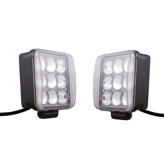 Allextreme EX9LFL2 Universal 9 LED Square Fog Light Flood Auxiliary Lamp for All Bikes Motorcycle Cars and SUV (27W, White Light, 2 PCS)