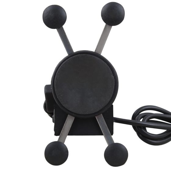 Allextreme EXHSMH1 Universal X-Grip Spider Mobile Holder Adjustable Cell Phone Holder Stand with 360 Degree Rotations and USB Charging Port for Bike Rear View Mirror Cradle (Black)