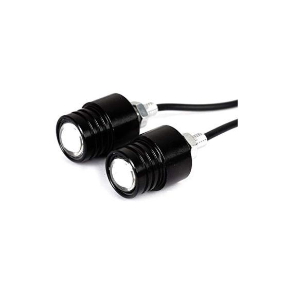 AllExtreme EXEE35R Eagle Eye LED Pilot/Indicator Lamp Strobe Parking Reverse Fog Daytime Light DRL Bulb for Car Bike Scooty (Black, Set of 2)