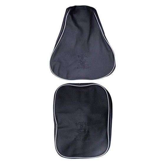 Allextreme PU Leather Bike Seat Cover Thick Cushioning Anti-Slip Water-Resistant Shock Absorbent with Brand Name Design for Royal Enfield