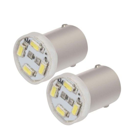 Allextreme EXTT1W2 BA9S LED Parking Light Super Bright 4 SMD Car Interior License Plate Wedge Dome Trunk Dashboard Bulb for Car Bike and Motorcycle (1W, White, 2 PCS)