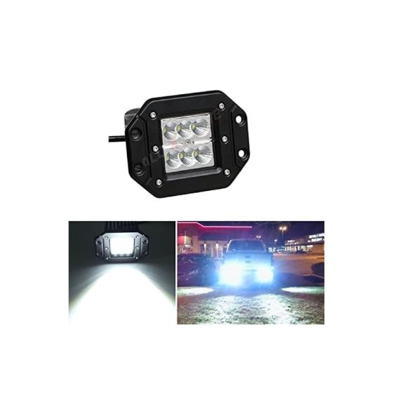 AllExtreme EX6CFL1 Dually Flush Mount 4D Optic Projector Lens CREE LED Fog Light for Truck Jeep Tractors (18W, White Light, 1 PC)