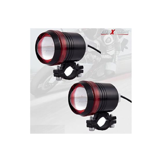 Allextreme EXU3R2P U3 CREE LED Fog Light Universal Waterproof Headlamp with Mounting Brackets for Motorcycle and Cars (9W, White & Red Light, 2 PCS)