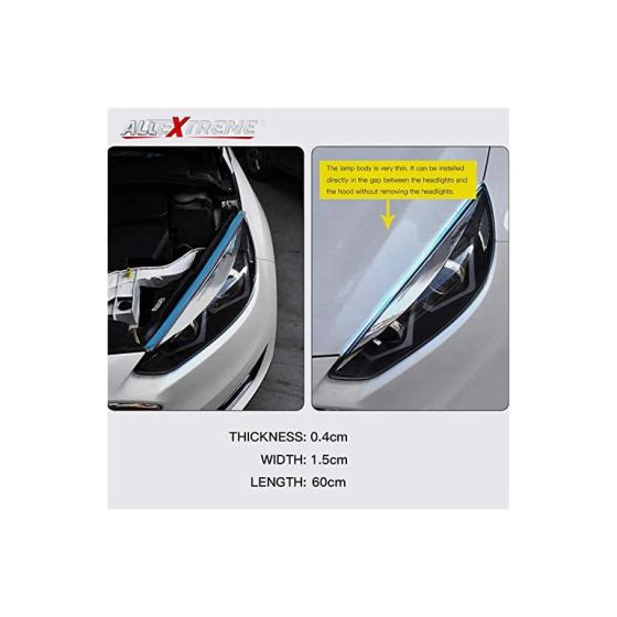 AllExtreme EXDRLY2B Flexible Silica Gel Daytime Running Strip Light Auto LED Strip Soft Tube Lamp Turn Signal Light for Bikes Cars and Home Decoration Front1 (Blue + Yellow)