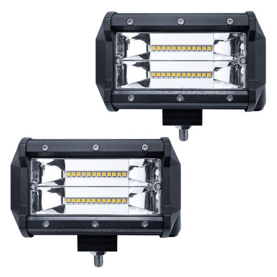 AllExtreme EX7IW2P 7 Inch CREE Led Fog Light 24 LED Waterproof Cube Pod Spot Lamp with Mounting Brackets for Cars and Motorcycle (72W, White Light, 2 PCS)