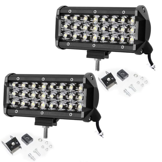 Allextreme EX24FW2 24 LED Fog Light Bar 7.5 Inch Waterproof Spot Beam Cube Worklight with Mounting Bracket for Motorcycles and Cars (72W, White Light, 2 PCS)