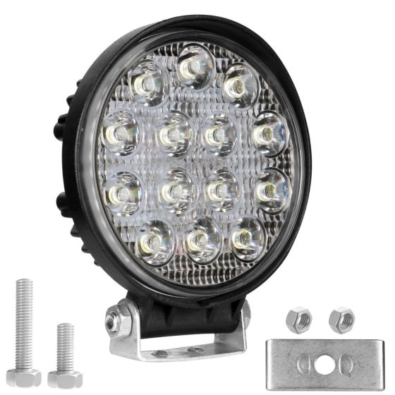 Allextreme EX14RW1 14 LED Round Fog Light 4 Inches Waterproof Off Road Driving Lamp for Car and Motorcycle (42W, White Light, 1 PC)