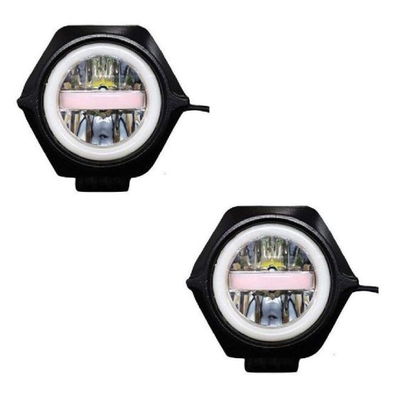 Allextreme EXU23F2 30W U23 Auxiliary Fog Lamp Waterproof Driving Spot LED Lights with Blue Demon & Red Angel Eyes for Bikes Cars Trucks ATVs SUVs Jeeps Boats (Multicolor, 2 PCS)