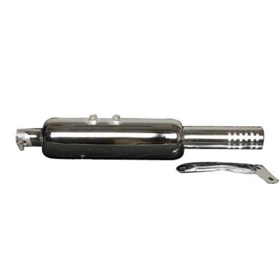 AllExtreme EXULS4 Mini Short Bottle Empty Punjabi Silencer Exhaust with Bush Compatible for BS3 and BS4 Model Bullet 350cc and 500cc (Chrome)