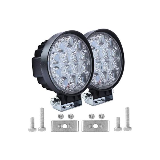 Allextreme EX14HW2 14 LED Round Fog Light Heavy Duty Off Road Driving CREE LED Work Light for All Bikes and Cars (42W, White Light, 2 PCS)