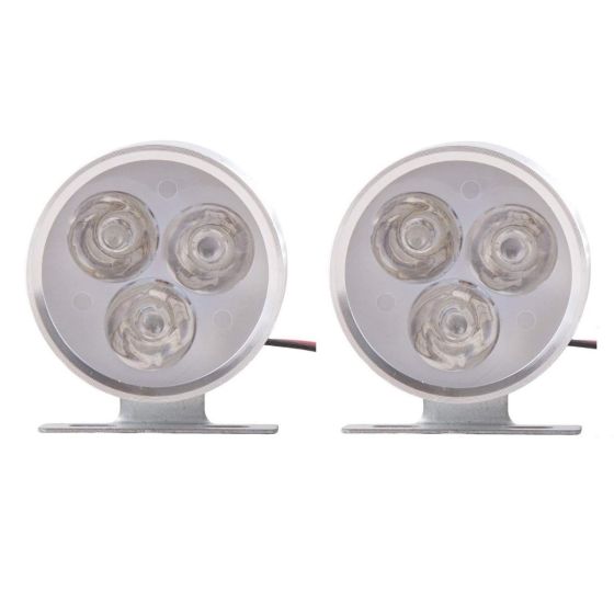 Allextreme EX3LLR2 3 LED Round Multicolor Strobe LED Light Police Warning Flash Lamp for Bike, Car, Motorcycle, and SUV (5W, Red, 2 PCS)