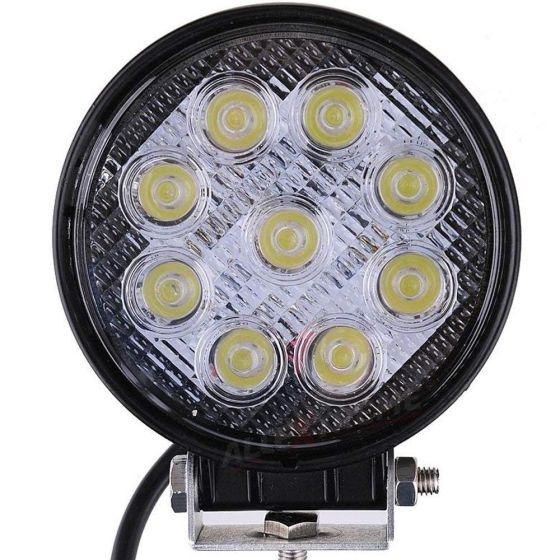 Allextreme EX9RWY1 9 LED Round Fog Light 4 Inches Waterproof Driving Lamp with Mounting Bracket for Car and Motorcycles (27W, Yellow Light, 1 PC)