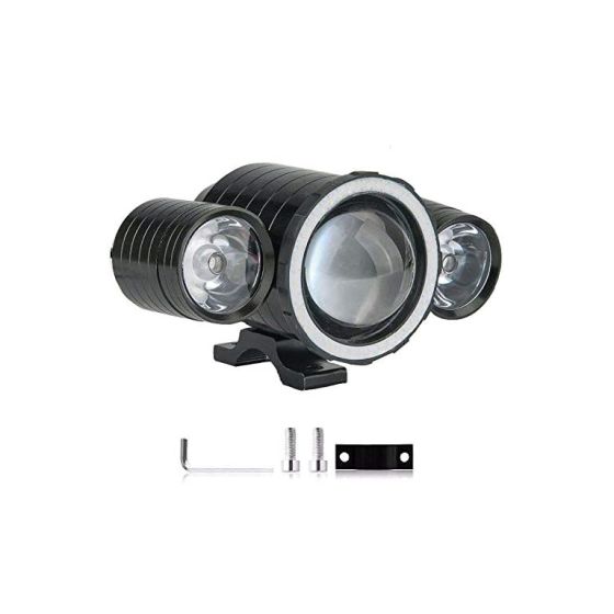 AllExtreme EXU12FLB1 U12 CREE LED Fog Light with Red and Blue Angel Eye Strobe Side Lights for Car, Motorcycle, Ambulance (30W, Red, Blue and White Light, 1 PC)