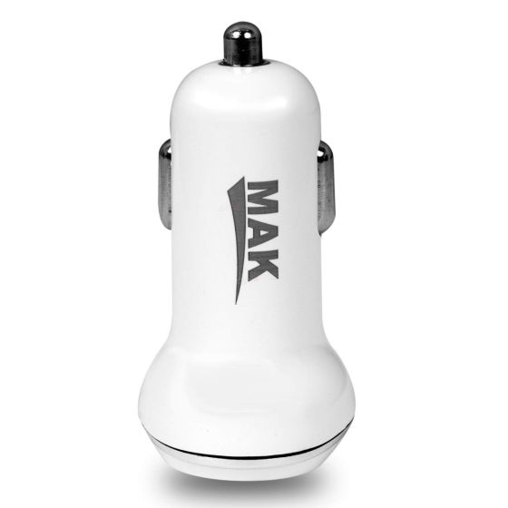 AllExtreme 3.1A Dual USB Port High Speed Travel Smart Car Charger for All Android and iPhone Devices (White)