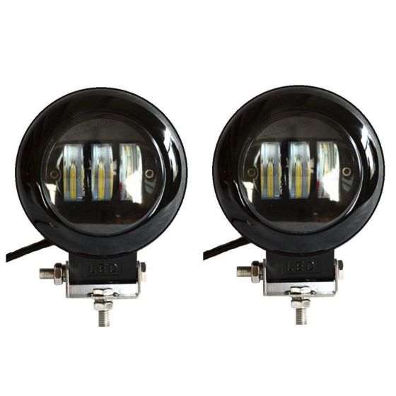 Allextreme EXM201W 3 LED Round Fog Light 4 Inches Waterproof Driving Spot Lamp with Mounting Bracket for Car and Motorcycle (30W, White Light, 2 PCS)