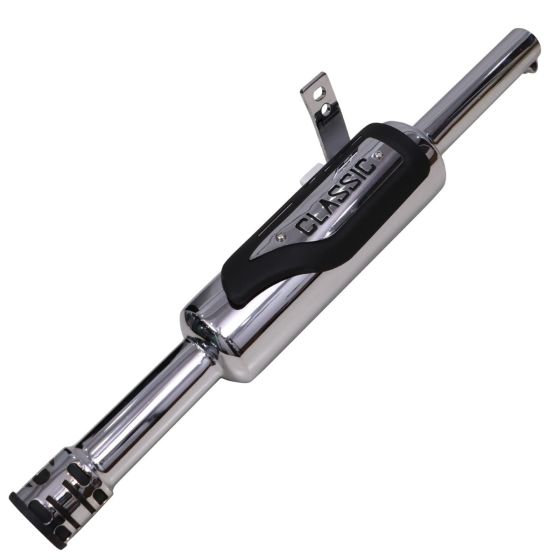 AllExtreme EX129 Indori Model Exhaust Silencer Compatible for BS3 and BS4 Model Royal Enfield Bullet 350cc and 500cc (Chrome)