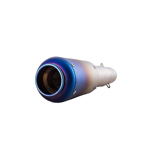 AllExtreme EX2IMSB Stainless Steel 1.5-2" Inlet Universal Exhaust Muffler Silencer with Removable DB Killer Compatible for Street Sports Bike Motorcycles and Scooters (Grey Blue)