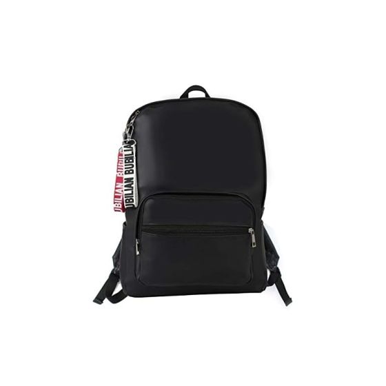 Allextreme AE-54GH BuBilian Unisex PU Leather Korean Style Canvas Backpack with 2 Key Rings (Black, AE-54GH)