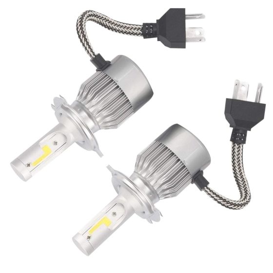 AllExtreme EXC6H4W 36W H4 LED Headlight 3800LM Driving Headlamp Conversion Kit 6000K High/Low Bright Beam Chip IP67 Fog Light for SUVs Trucks Sedans Motorcycles (White, 2Pcs)