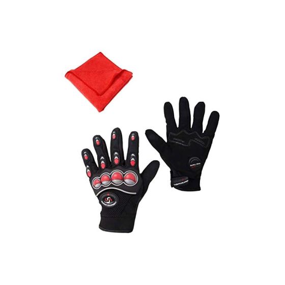 Allextreme EXSBFGXL Bike Racing Full Finger Gloves Unisex Biking Camping Sports Shock Absorption Hard Knuckle Hand Gloves with Microfiber Towel (X-Large)