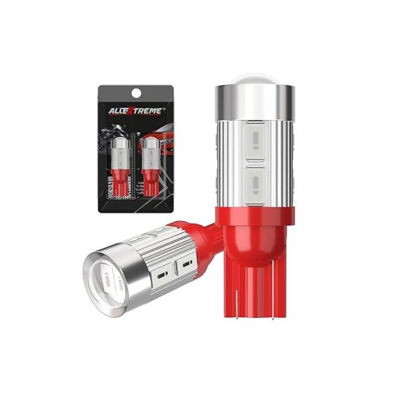 Allextreme EXT56CR T10 LED Parking Light 5630 CMD Interior Pilot License Plate Dome Indicator Lamp Bulb for Car Bike and Motorcycle (3W, Red, 2 Piece)