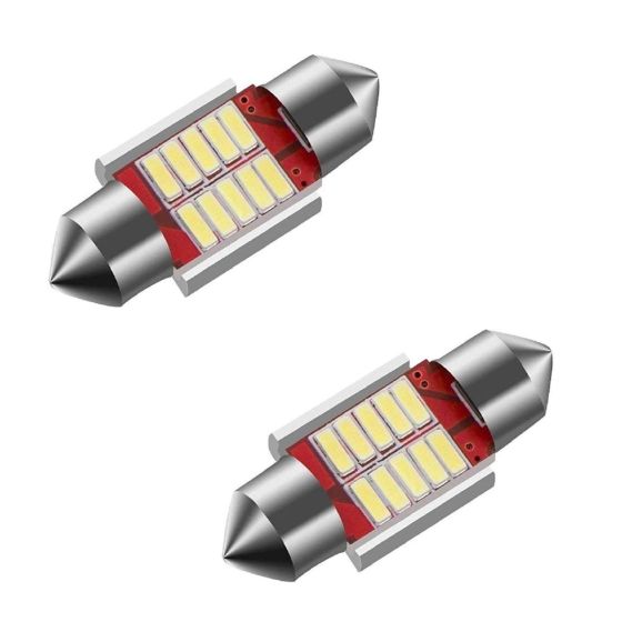 Allextreme EX31SDW 10 LED Universal Car Interior Super Bright Roof Light Reading Dome Bulb Lamp with Festoon Holder (5W, White, 2 PCS)
