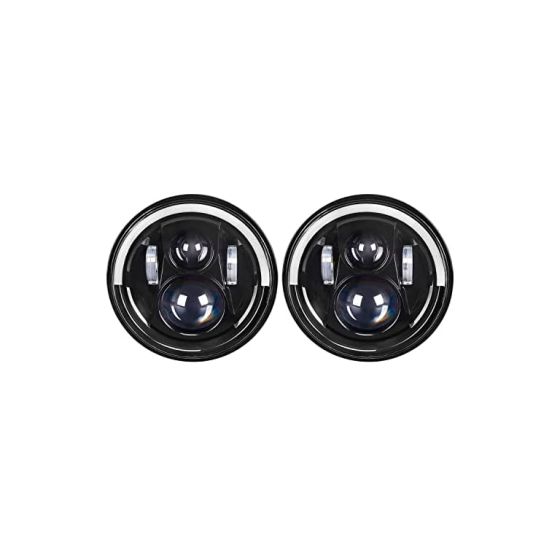 Allextreme 7-Inch Round H4 H13 LED Halogen Headlight with DRL High/Low Beam Turn Signal Angel Eyes for Jeep Wrangler Motorcycles & Cars (Pack of 2, Amber/White)