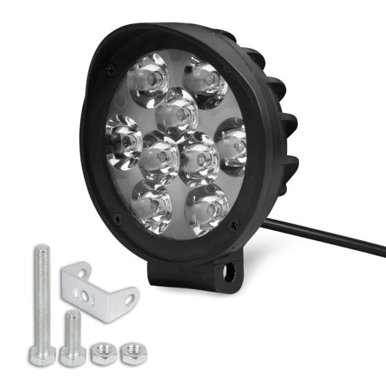 Allextreme EX9FNW1 9 LED Round Fog Light 3 Inches Waterproof Driving Spot Lamp with Mounting Bracket for Car, Motorcycle, SUV, ATV and Outdoor (27W, White Light, 1 PC)